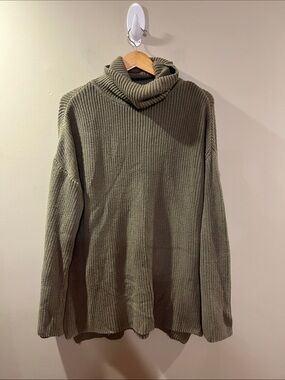 Pact Olive Turtleneck Knit Sweater
